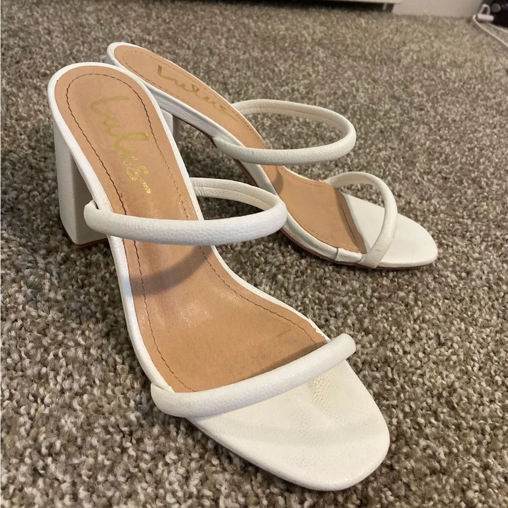Lulu's White Block Heels